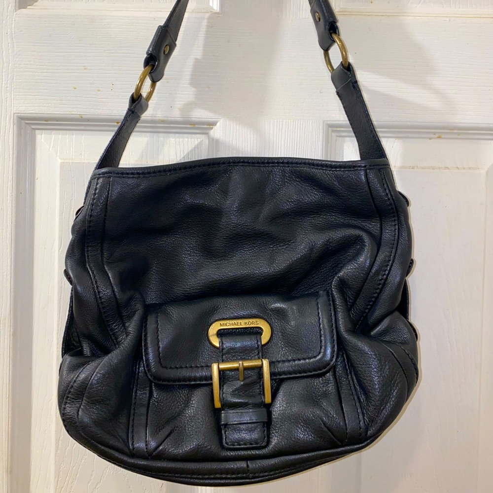 Vintage black leather Michael Kors shoulder bag